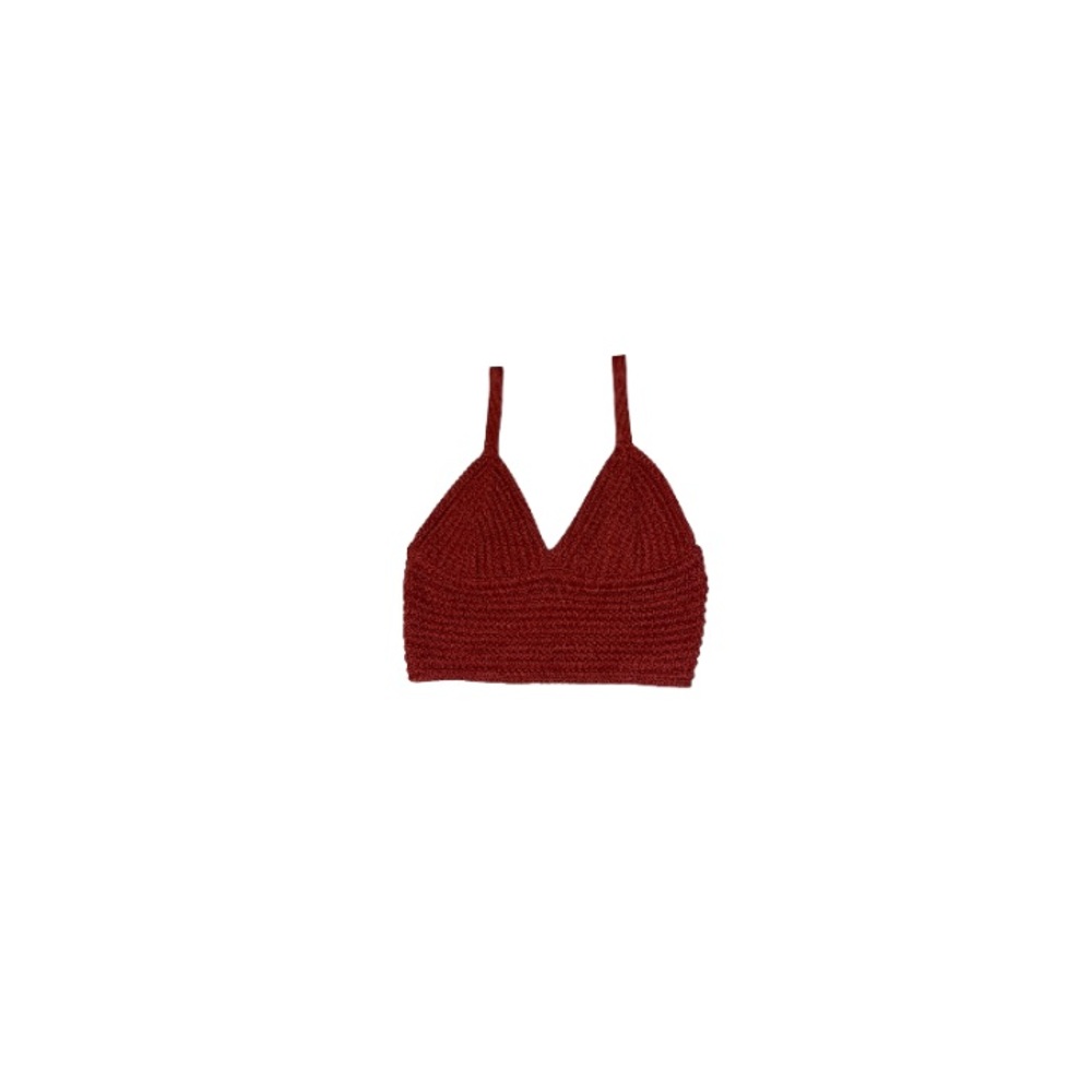Stradivarius Rust Crocheted Crop Top - Women’s Size Small